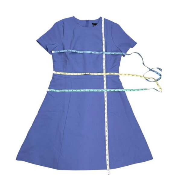 NWT Ann Taylor Fit & Flare Dress Blue Short Sleeve Size 8 - Picture 8 of 8